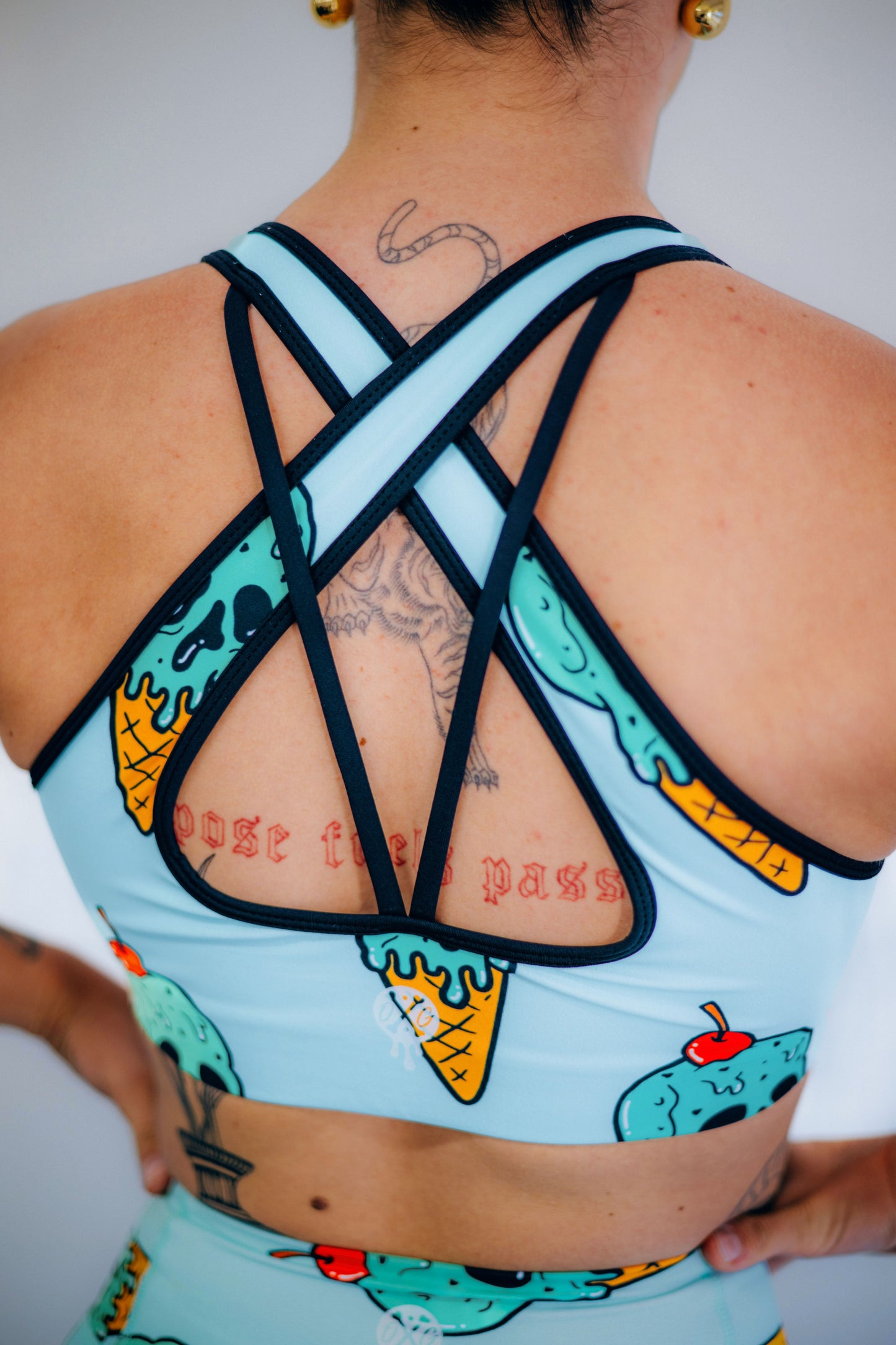 Mint Skull Scoop Bra