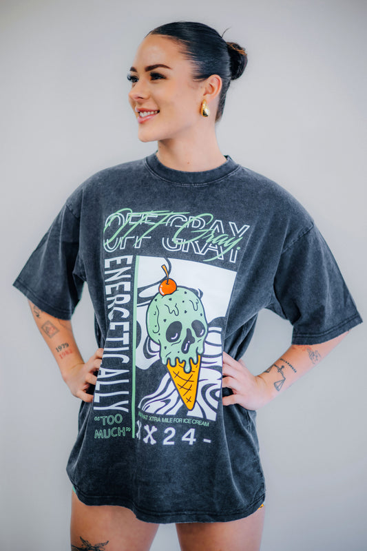 Mint Skull Scoop Oversized Tee