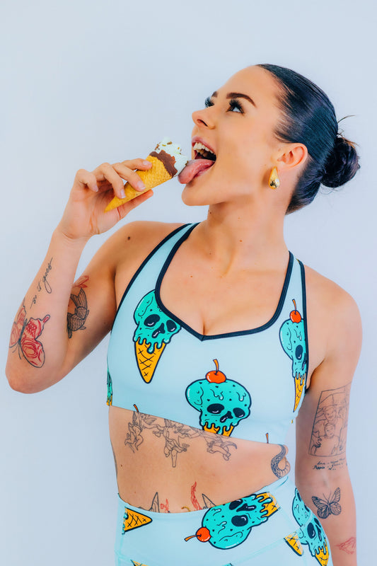 Mint Skull Scoop Bra